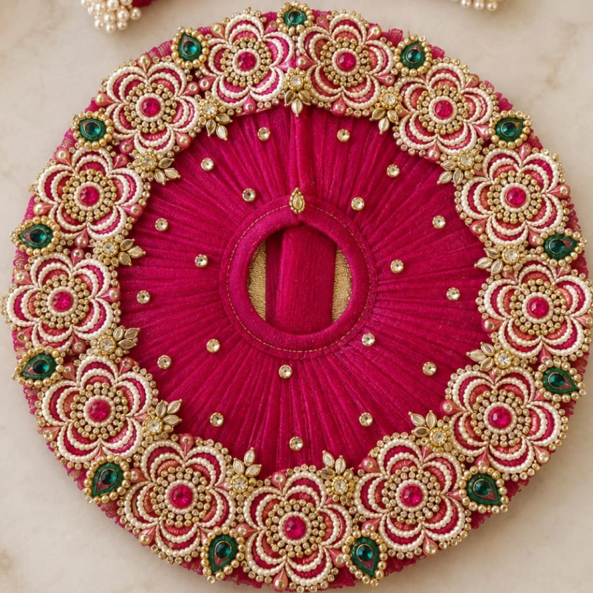 Royal Pink Peacock Pearl Ladoo Gopal Dress Set